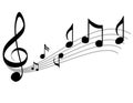 Música notas medir y triple clave 