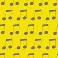 Music notes seamless pattern on yellow, illustration for textiles and wrapping paper Royalty Free Stock Photo
