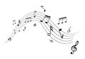 Music notes set. Sound recording stripes. Piano melody. Music wave design.