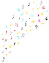 Music notes sign shape. Hand drawn colorful melody symbol sketch silhuette for posters