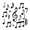 Music notes, song, melody and tune vector on a white background Royalty Free Stock Photo