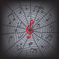 Music notes in the spider web