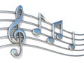 Music notes on staff lines 3D Royalty Free Stock Photo