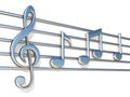 Music notes on staff lines 3D Royalty Free Stock Photo