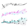 Music notes staff sign symbols. Melody icons vector set.