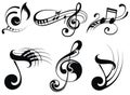 Music notes on staves Royalty Free Stock Photo