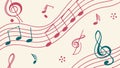 Music Notes and Symbols Seamless Pattern Design, vector design Generative AI Royalty Free Stock Photo