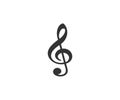 Music notes, treble clef icon. Vector illustration, flat design Royalty Free Stock Photo