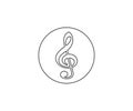 Music notes, treble clef icon. Vector illustration, flat design Royalty Free Stock Photo
