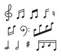 Music Notes vector collection.Set of music notes. Black silhouette, isolated on white background. Vector illustration