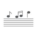 Music notes vector icon isolated on white background Royalty Free Stock Photo