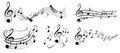 Music notes wave set, collection group musical notes abstract background Royalty Free Stock Photo