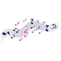 Music notes waving, music background, vector illustration icon Royalty Free Stock Photo