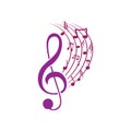 Music notes waving, music background, vector illustration icon Royalty Free Stock Photo