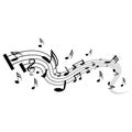 Music notes waving, music background, vector illustration icon Royalty Free Stock Photo