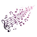 Music notes waving, music background, vector illustration icon Royalty Free Stock Photo