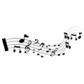 Music notes waving, music background, vector illustration icon Royalty Free Stock Photo