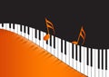 Music Notes and wavy piano keyboard