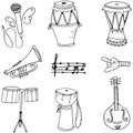Music object doodles hand draw Royalty Free Stock Photo