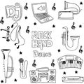 Music object doodles on white backgrounds Royalty Free Stock Photo