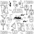 Music object set doodles Royalty Free Stock Photo