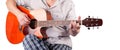 Music - Orange electric acoustic guitar player chord C isolated Royalty Free Stock Photo