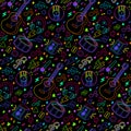 Music Party Neon Seamless Pattern