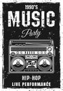 Music party black poster template with boombox