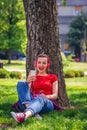 Music passion- Cool woman with headphones listening to music in