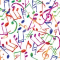 Music pattern. Music notes and signs multicolor background