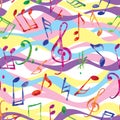 Music pattern. Music notes and signs multicolor background