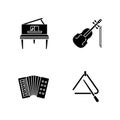 Music performance black glyph icons set on white space Royalty Free Stock Photo