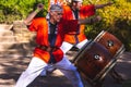 Music performers playing drums at the Fort Worth Japanese Gardens