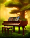 Music, piano, nature, light and peace