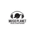 Music planet logo design template