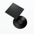 Music plate with blank black package. 3d rendering