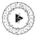 Music Play Icon With Music Notes