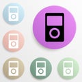 music player badge color set. Simple glyph, flat vector of web icons for ui and ux, website or mobile application Royalty Free Stock Photo