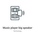 Music player big speaker outline vector icon. Thin line black music player big speaker icon, flat vector simple element