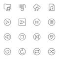 Music player buttons line icons set Royalty Free Stock Photo