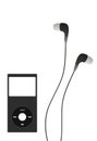 Music player with earbuds Royalty Free Stock Photo