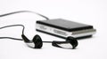 music player with earphones Royalty Free Stock Photo