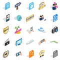 Music player icons set, isometric style Royalty Free Stock Photo