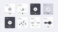 music player interfaces ui designs bundle set featuring album art waveforms and playback controls Royalty Free Stock Photo