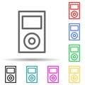 music player multi color style icon. Simple thin line, outline vector of web icons for ui and ux, website or mobile application Royalty Free Stock Photo