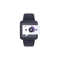 Music player in smart watch, vector design