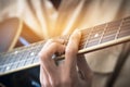 Music playing guitar concept : Hands Young man people that guitarist play for show live in concert Royalty Free Stock Photo