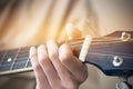 Music playing guitar concept : Hands Young man people that guitarist play for show live in concert Royalty Free Stock Photo