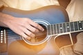 Music playing guitar concept : Hands Young man people that guitarist play for show live in concert Royalty Free Stock Photo