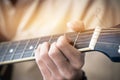 Music playing guitar concept : Hands Young man people that guitarist play for show live in concert Royalty Free Stock Photo